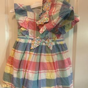 Easter dress baby girl Colorful Pastel Plaid Ruffled Dress